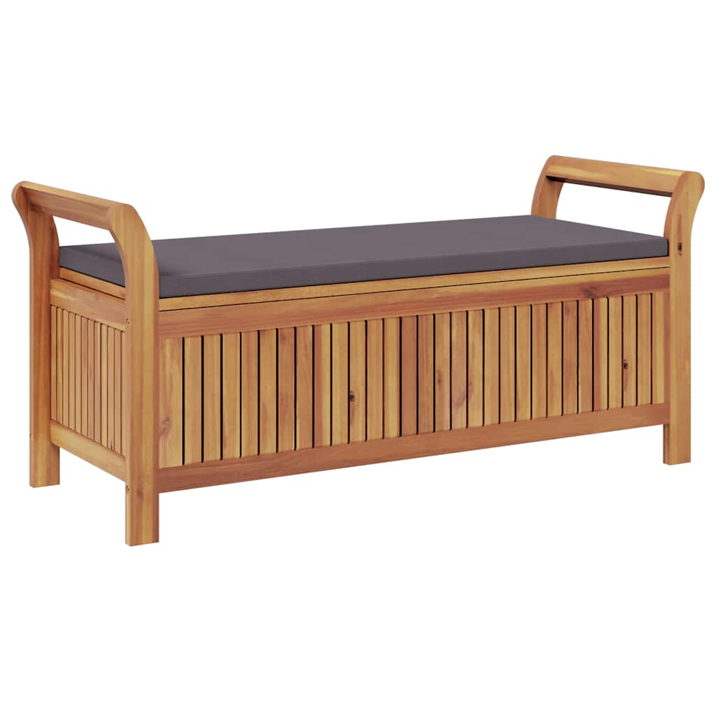 Garden chest bench with cushion 126 cm solid acacia wood