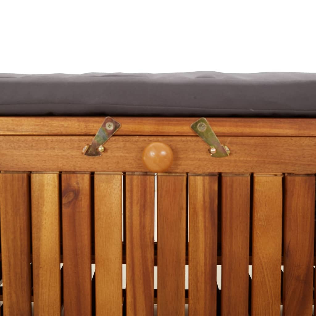 Garden chest bench with cushion 126 cm solid acacia wood