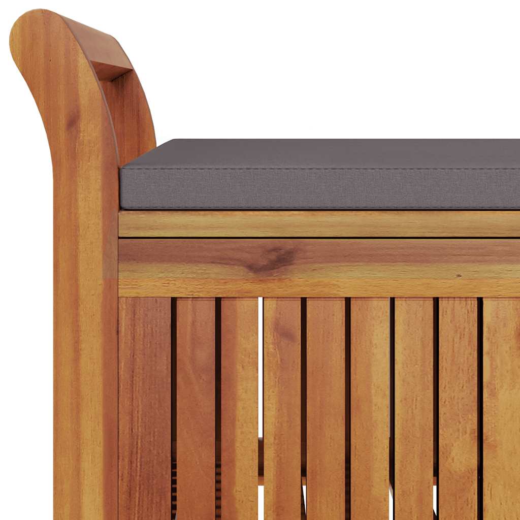 Garden chest bench with cushion 126 cm solid acacia wood