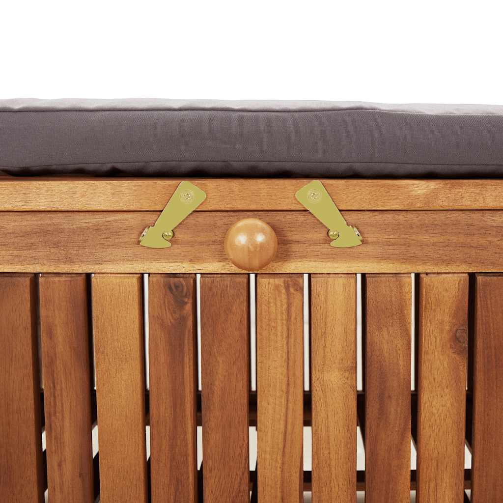 Garden chest bench with cushion 126 cm solid acacia wood