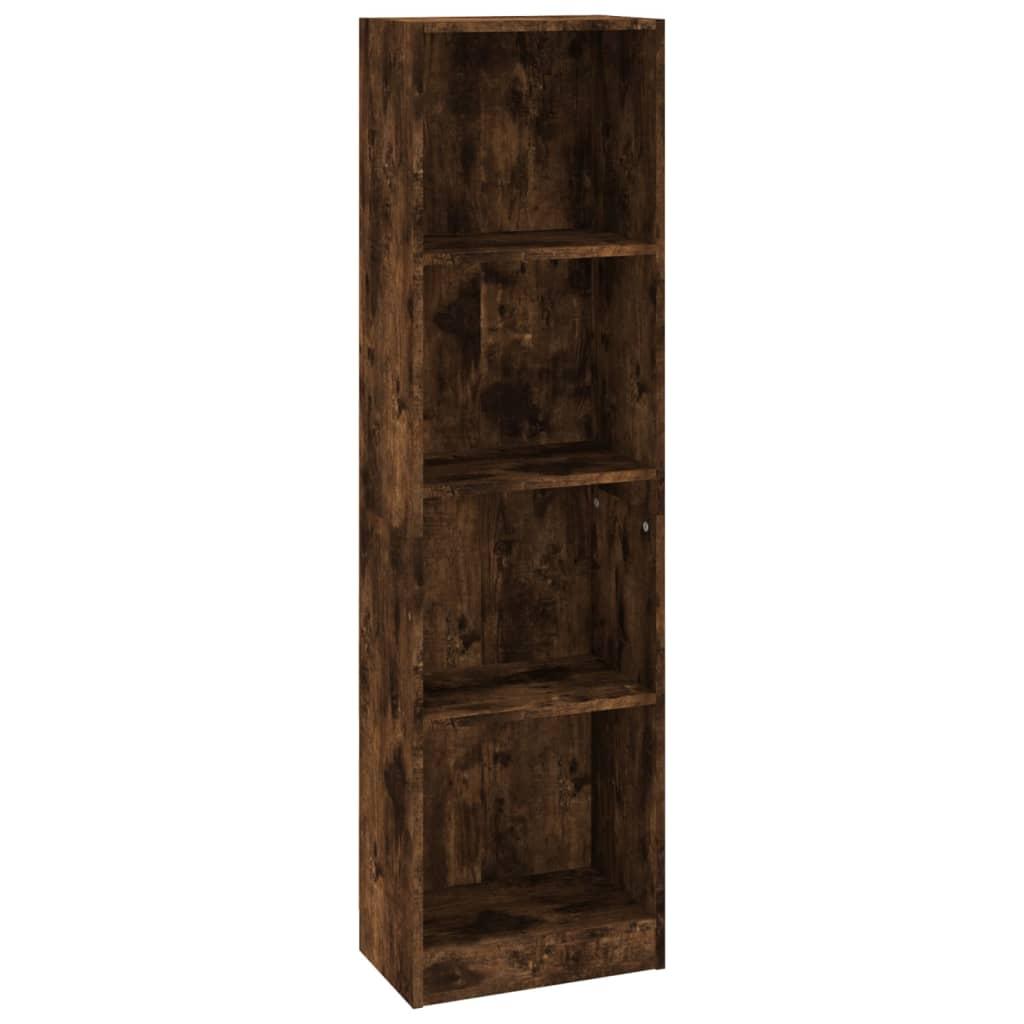 Bookcase 4 compartments smoked oak 40x24x143 cm wood material