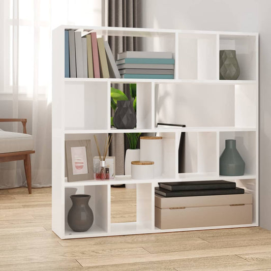 Bibliothèque/séparateur de pièce blanc brillant 105x24x102 cm