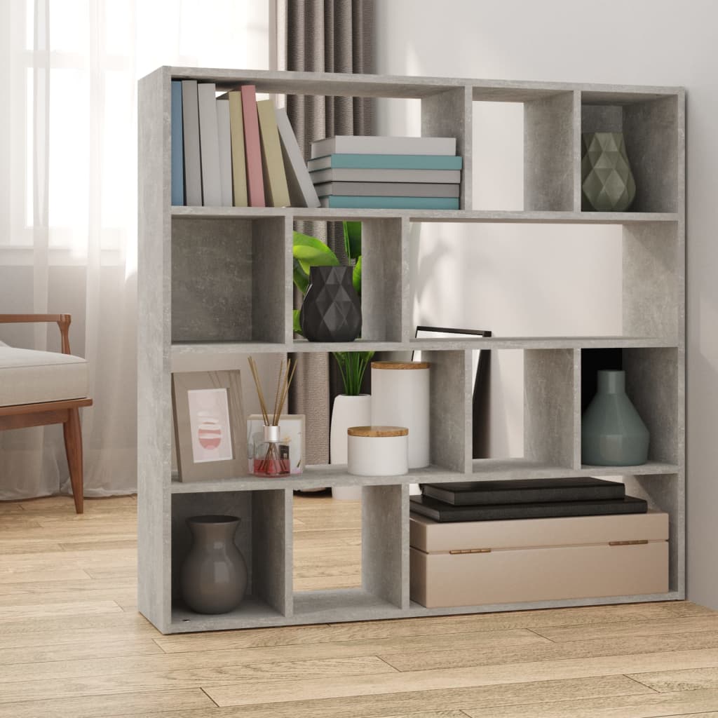 Bibliothèque/séparateur de pièce gris béton 105x24x102 cm