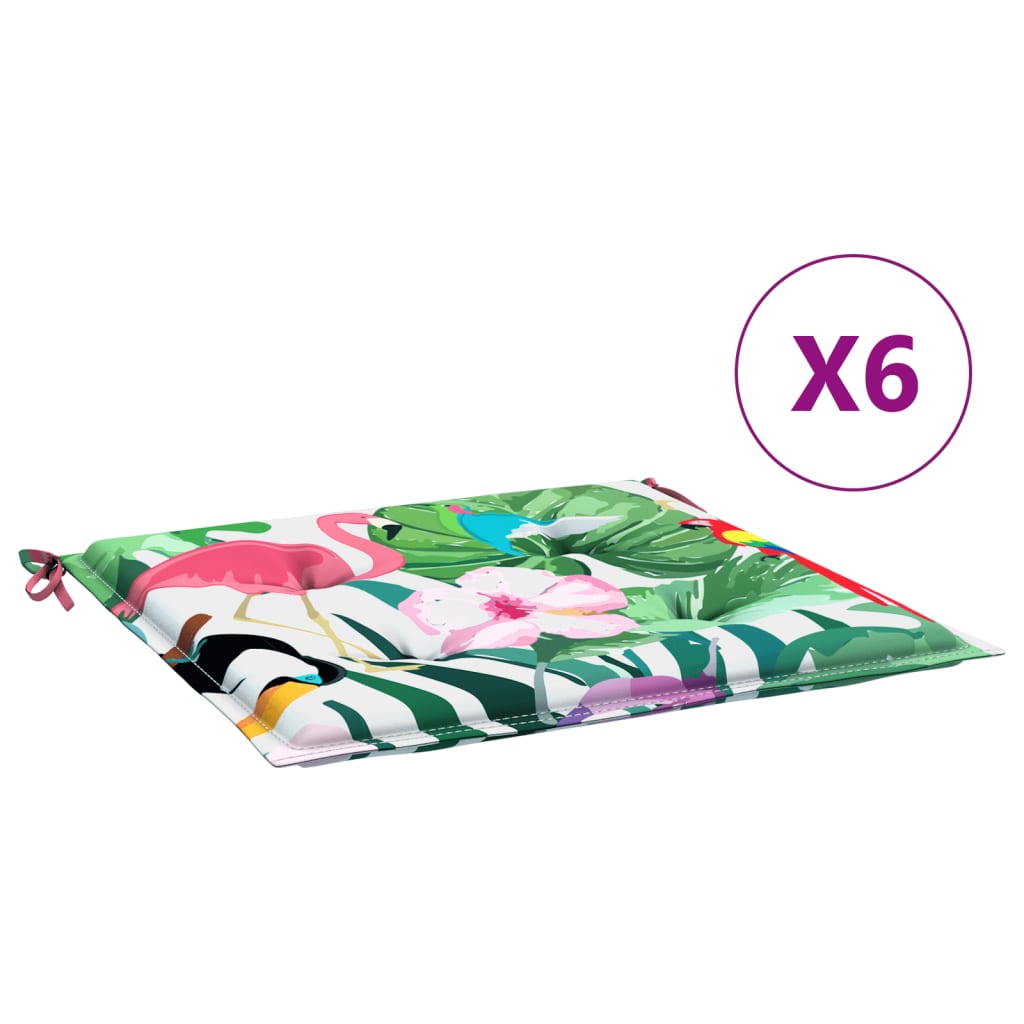 Gartenstuhl-Kissen 6 Stk. Mehrfarbig 40x40x4 cm Stoff