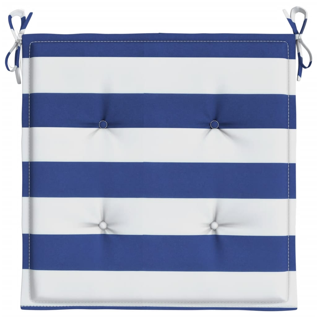 Garden Chair Cushions 4 pcs Blue &amp; White Stripes 50x50x3cm Fabric