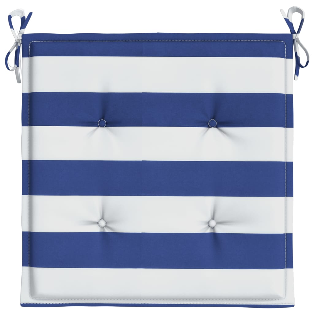 Garden Chair Cushions 4 pcs Blue &amp; White Stripes 50x50x3cm Fabric