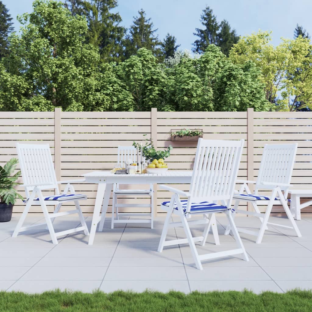 Garden Chair Cushions 4 pcs Blue &amp; White Stripes 50x50x3cm Fabric