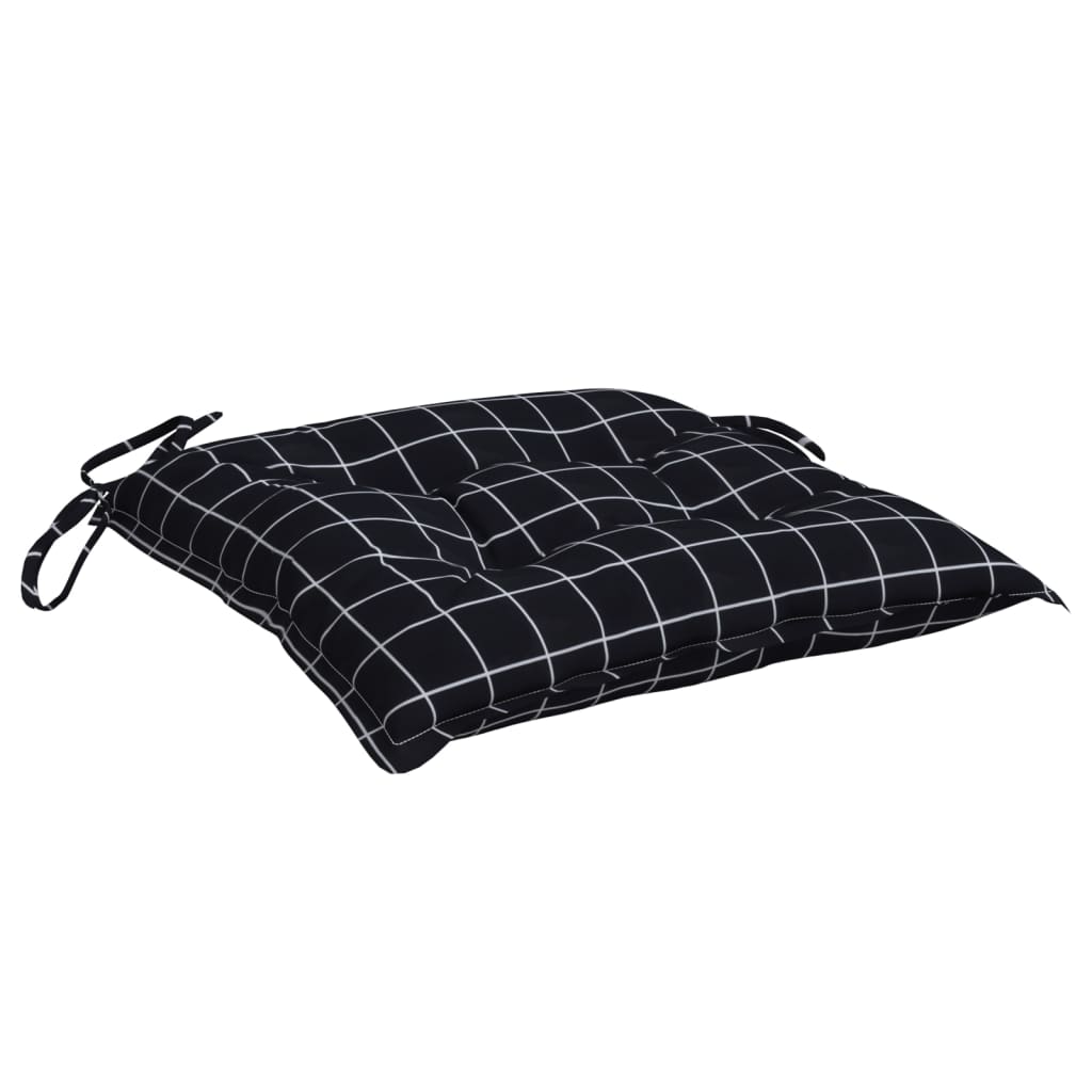 Coussins de chaise 6 pcs Tissu à carreaux noir 40x40x7 cm