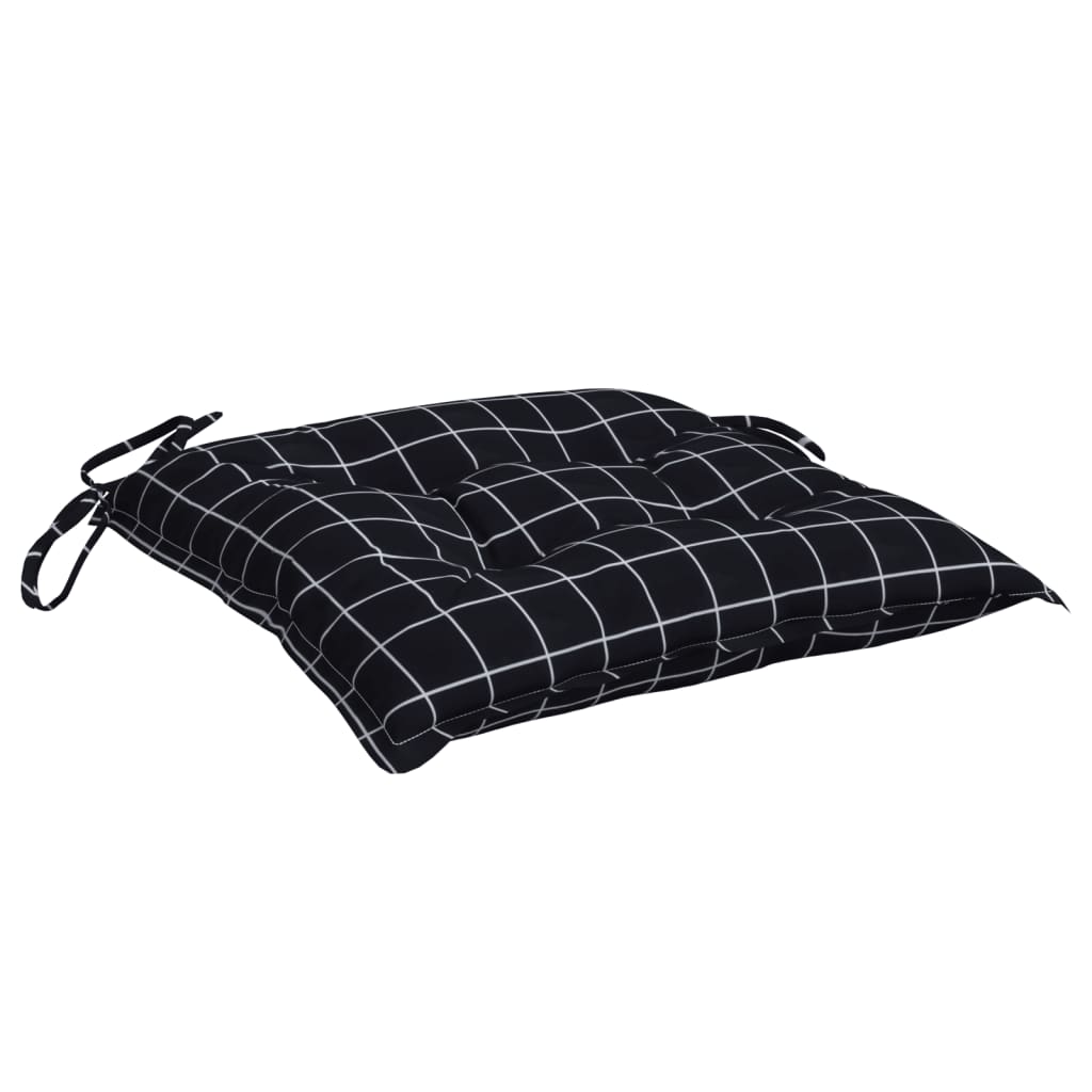 Coussins de chaise 6 pcs Tissu à carreaux noir 40x40x7 cm
