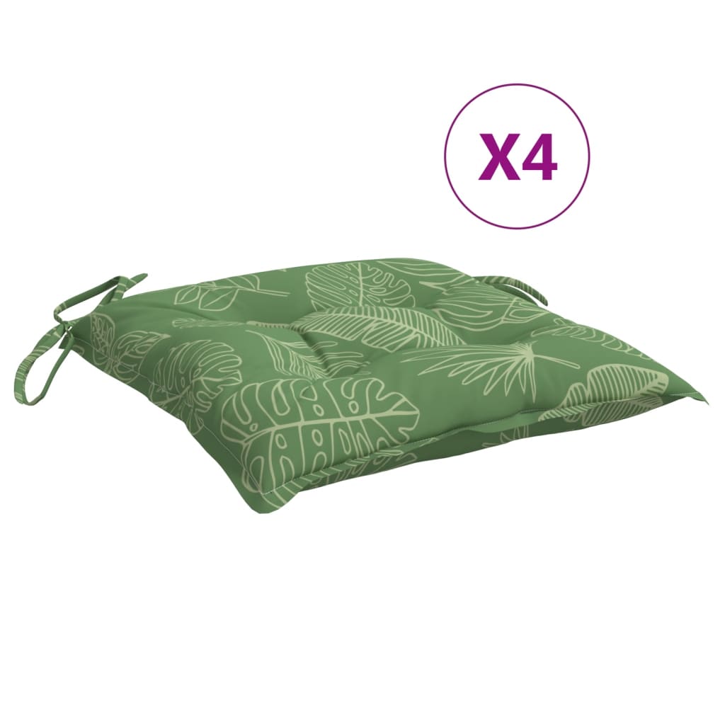 Coussins de chaise 4 pièces Motif feuilles 50x50x7 cm tissu