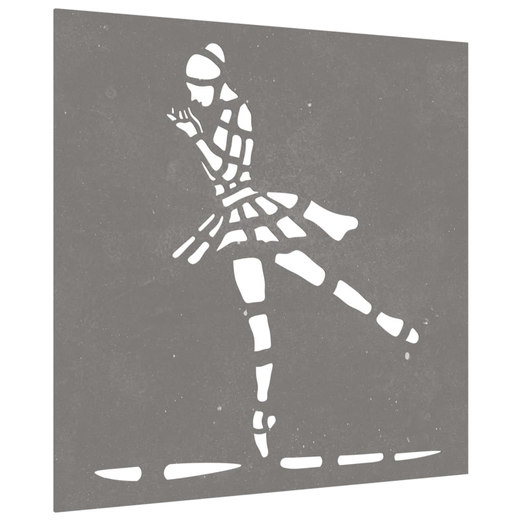 Garden wall decoration 55x55 cm Corten steel ballet dancer