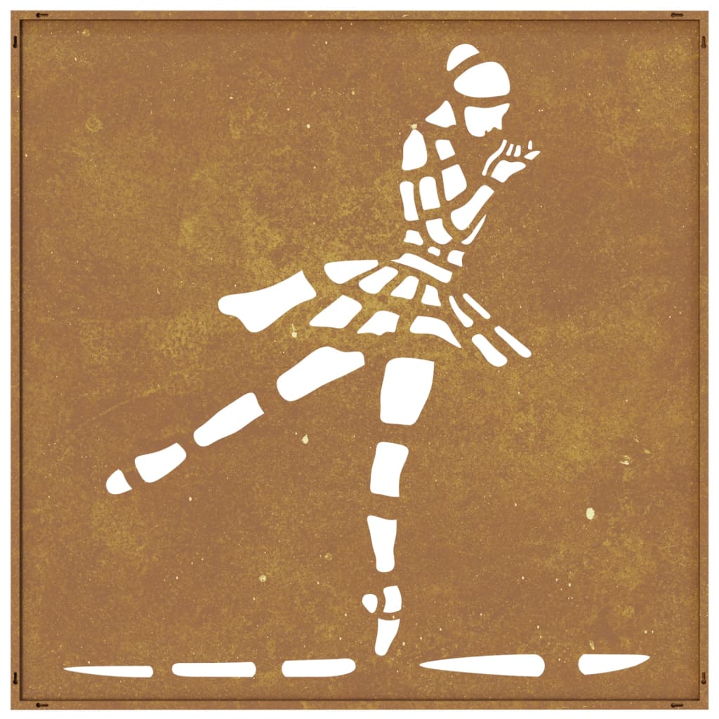 Garden wall decoration 55x55 cm Corten steel ballet dancer