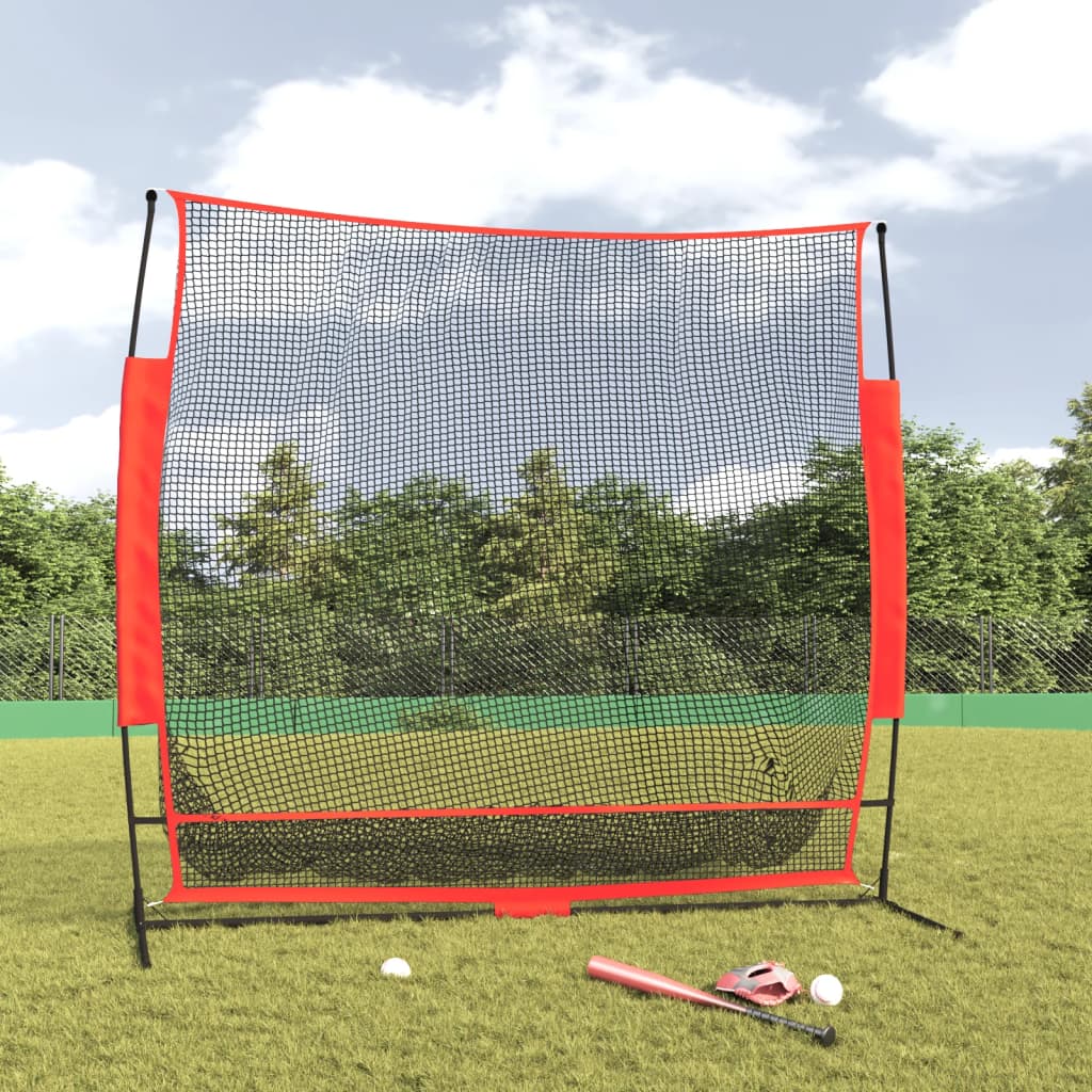Baseball Net Portable Black and Red 215x107x216 cm Polyester