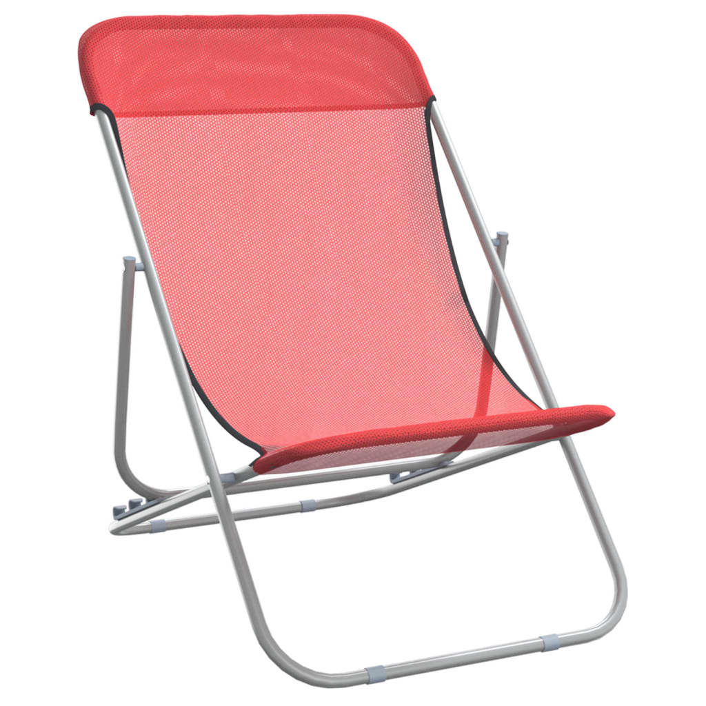 Beach Chairs 2 pcs. Red Textilene &amp; Powder Coated Steel