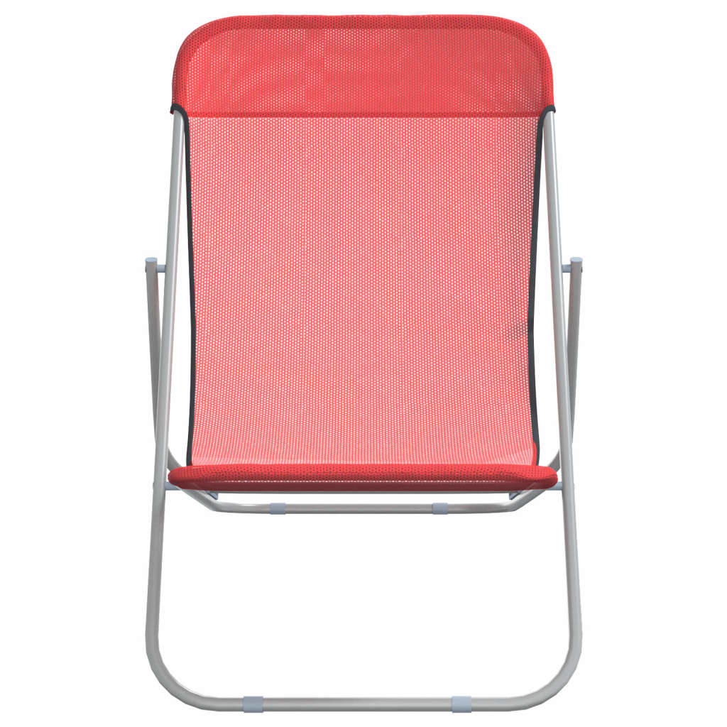 Beach Chairs 2 pcs. Red Textilene &amp; Powder Coated Steel