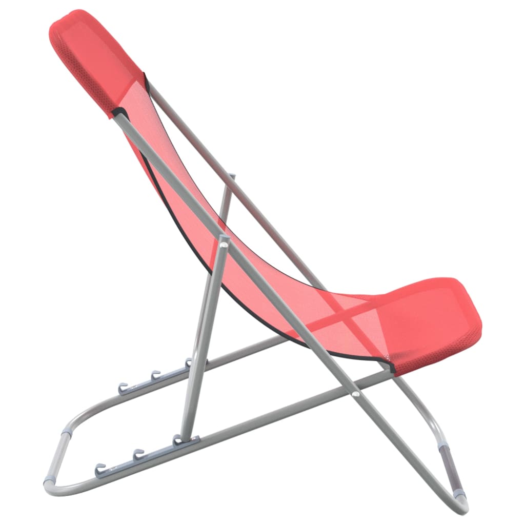 Beach Chairs 2 pcs. Red Textilene &amp; Powder Coated Steel