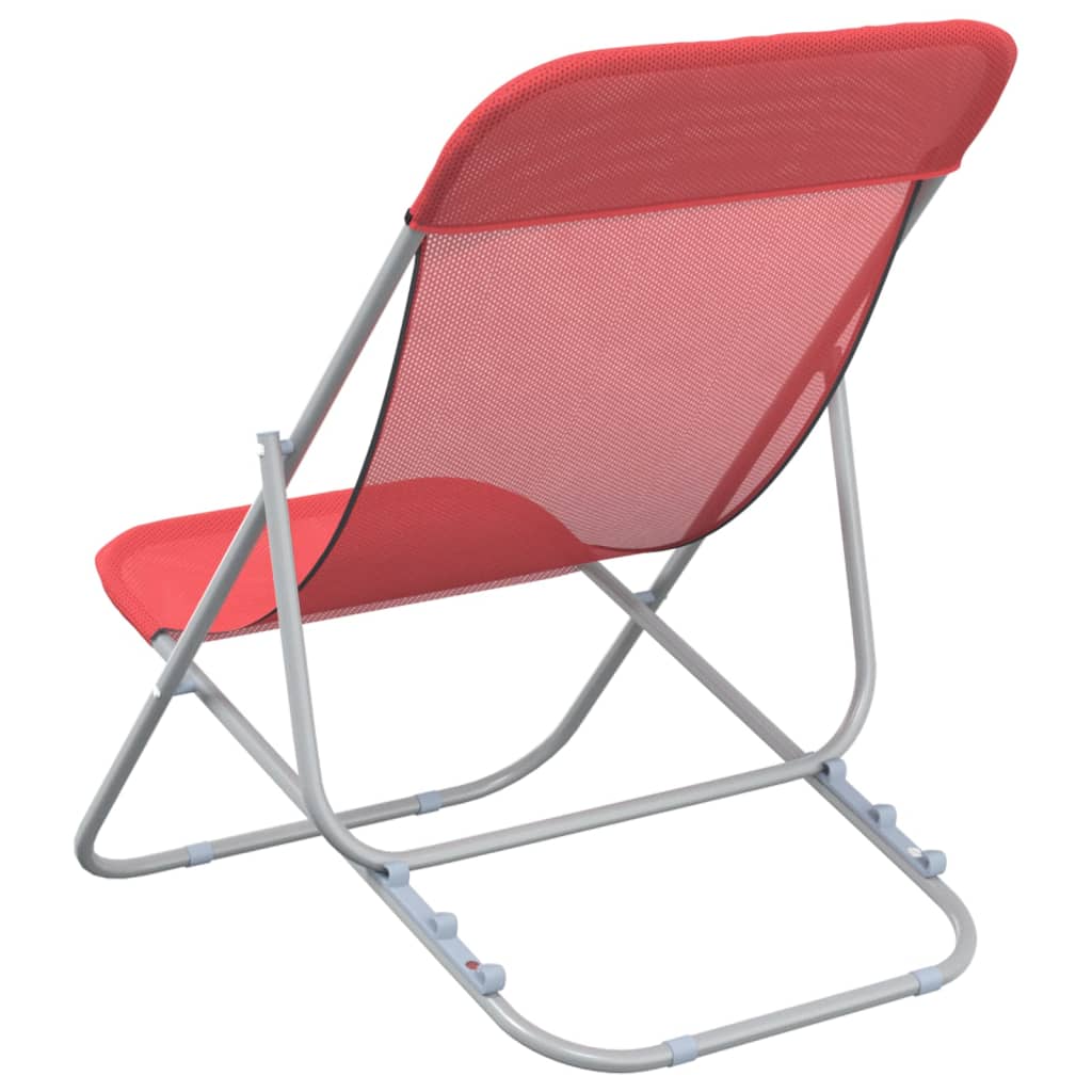 Beach Chairs 2 pcs. Red Textilene &amp; Powder Coated Steel