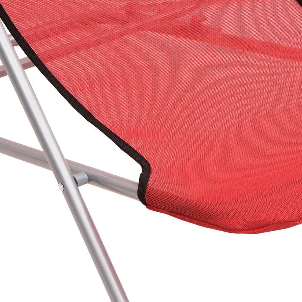 Beach Chairs 2 pcs. Red Textilene &amp; Powder Coated Steel