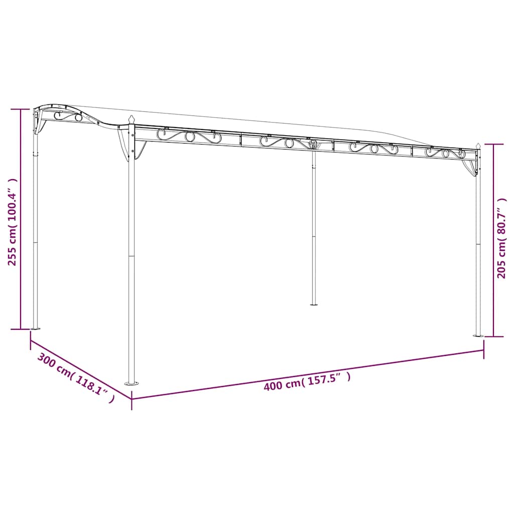 Store banne anthracite 4x3 m 180 g/m² tissu et acier