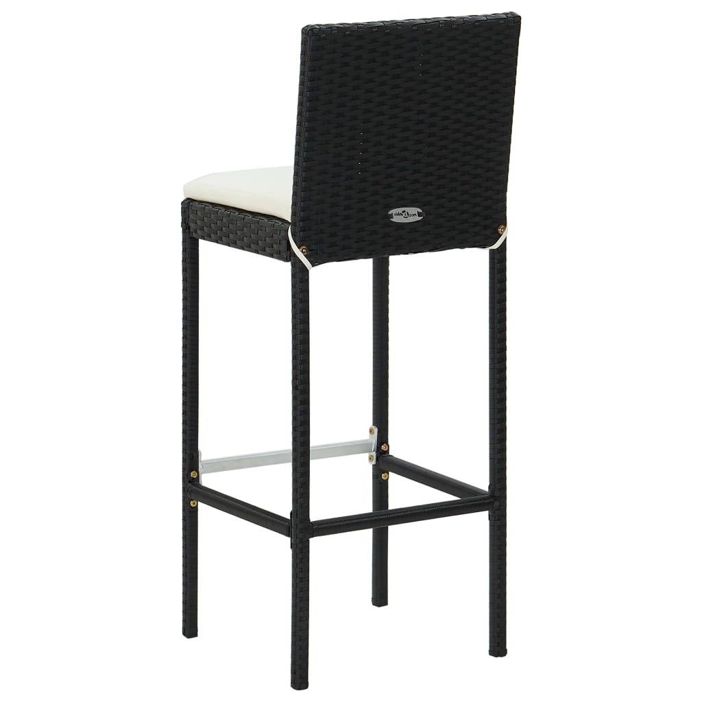 Bar stools with cushions 6 pcs. Black poly rattan