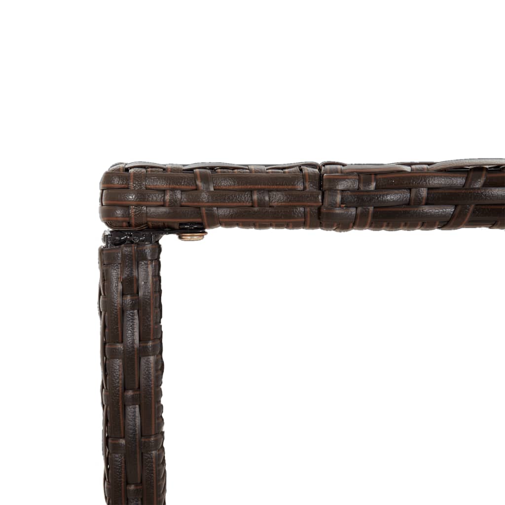 Bar table with glass top brown 110x70x110 cm poly rattan
