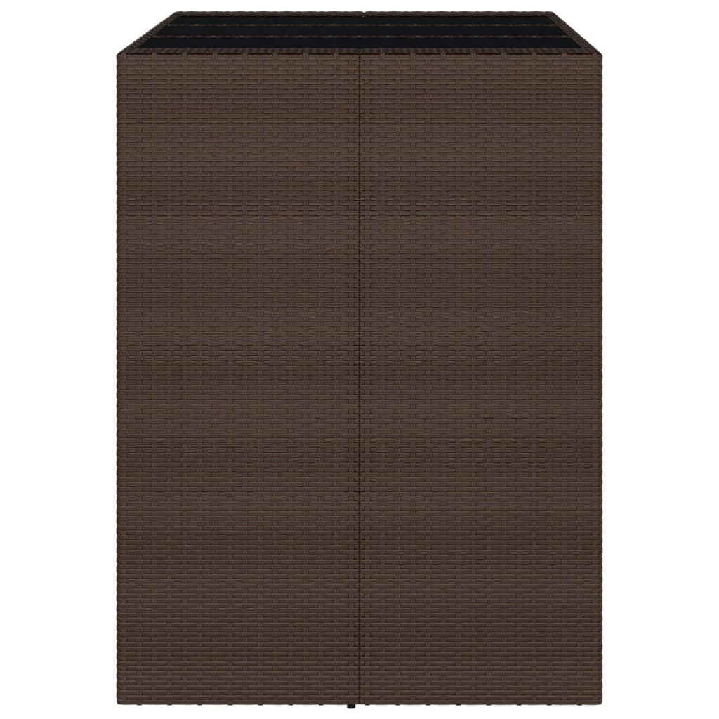 Bar table with glass top brown 105x80x110 cm poly rattan
