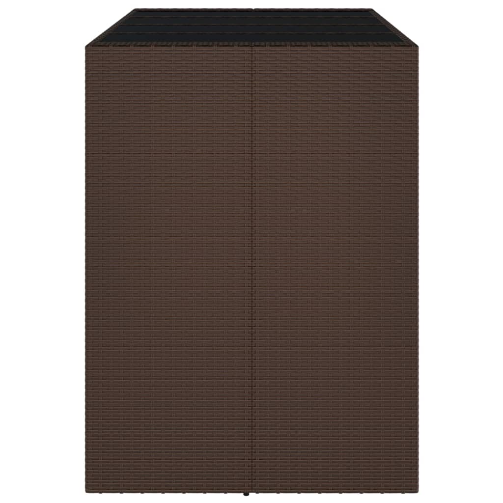 Bar table with glass top brown 145x80x110 cm poly rattan