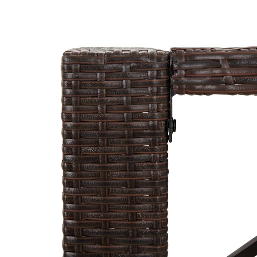 Bar table with glass top brown 145x80x110 cm poly rattan
