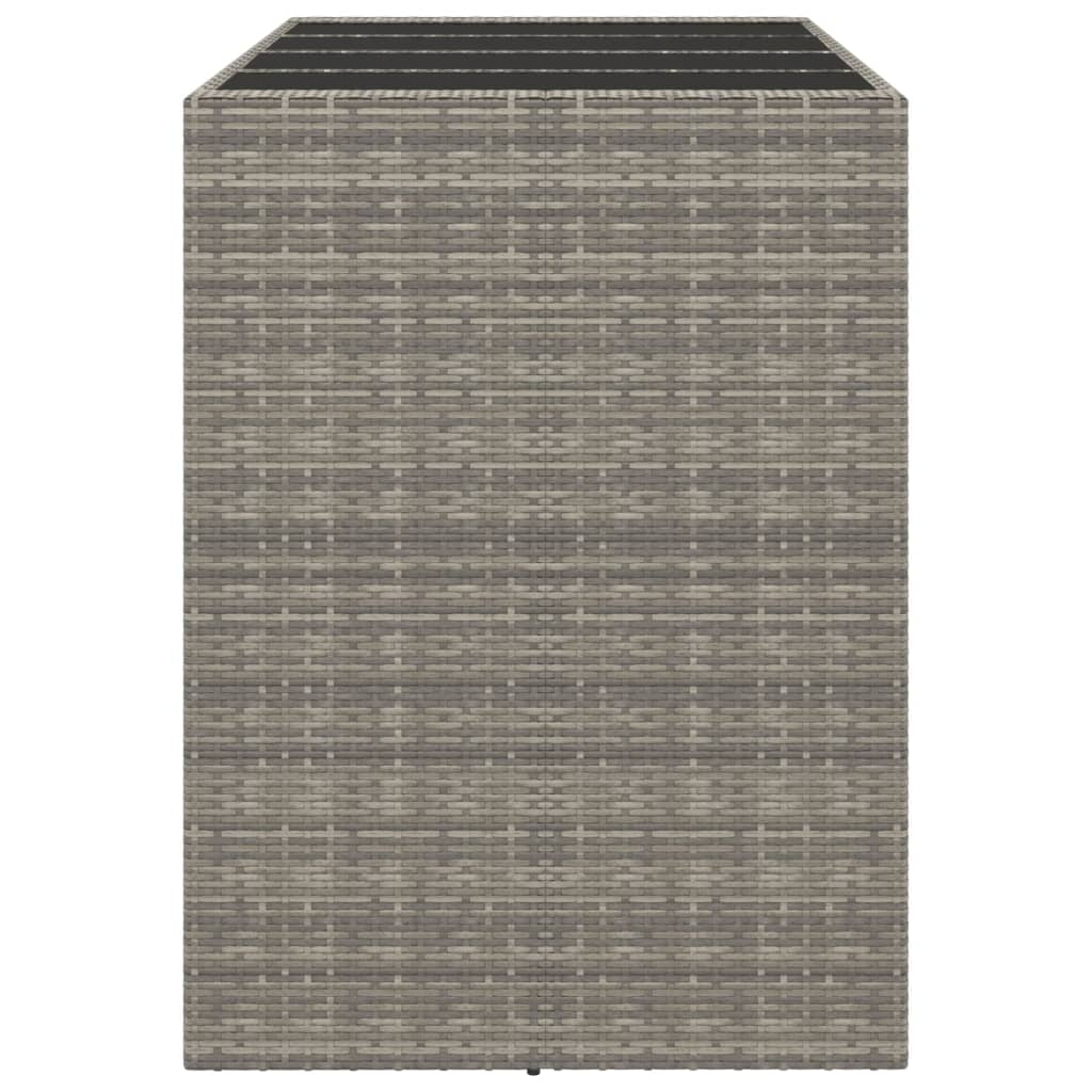 Bar table with glass top gray 145x80x110 cm poly rattan