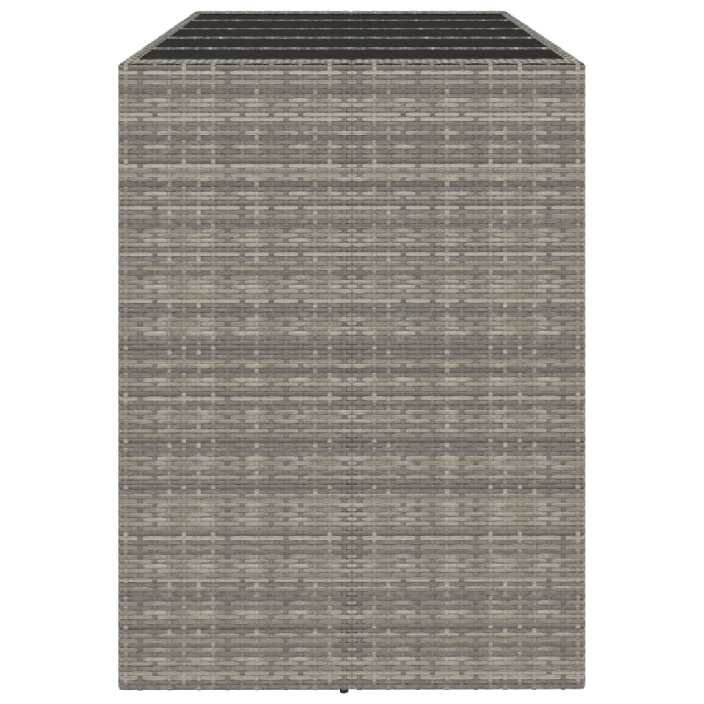 Bar table with glass top gray 185x80x110 cm poly rattan
