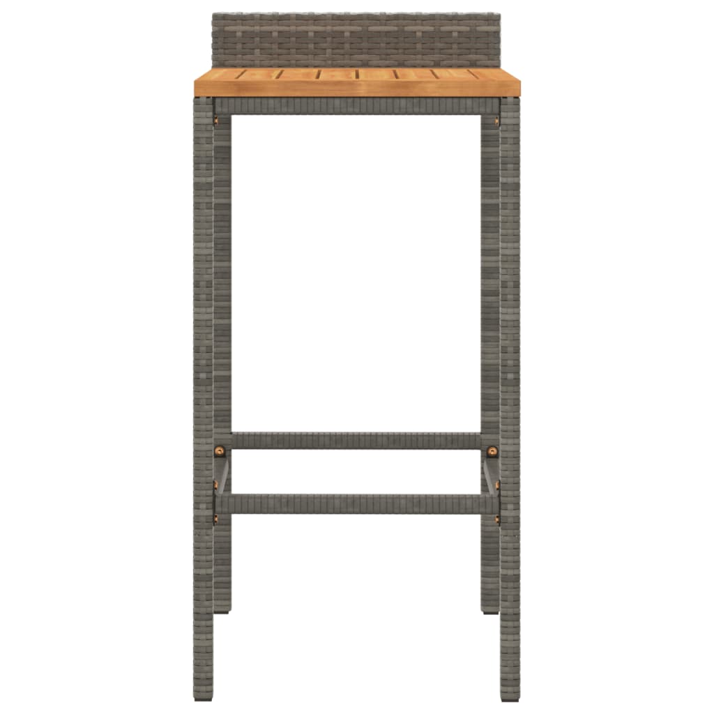 Tabourets de bar 4 pcs Poly rotin gris et bois d'acacia massif