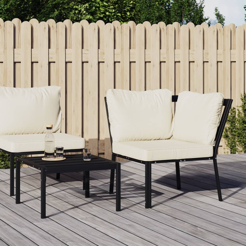 Garden chair with sand-colored cushions 76x76x79 cm steel
