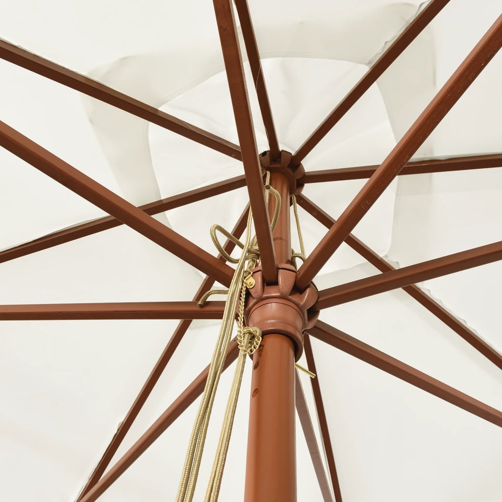 Parasol with wooden pole sand color 300x300x273 cm