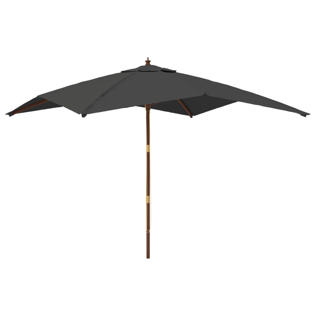 Parasol with wooden pole anthracite 300x300x273 cm