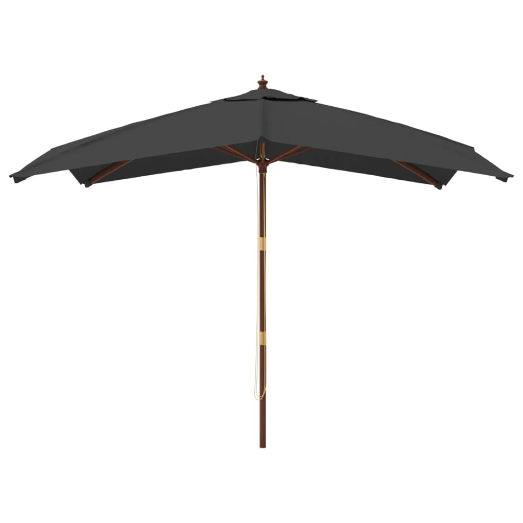 Parasol with wooden pole anthracite 300x300x273 cm