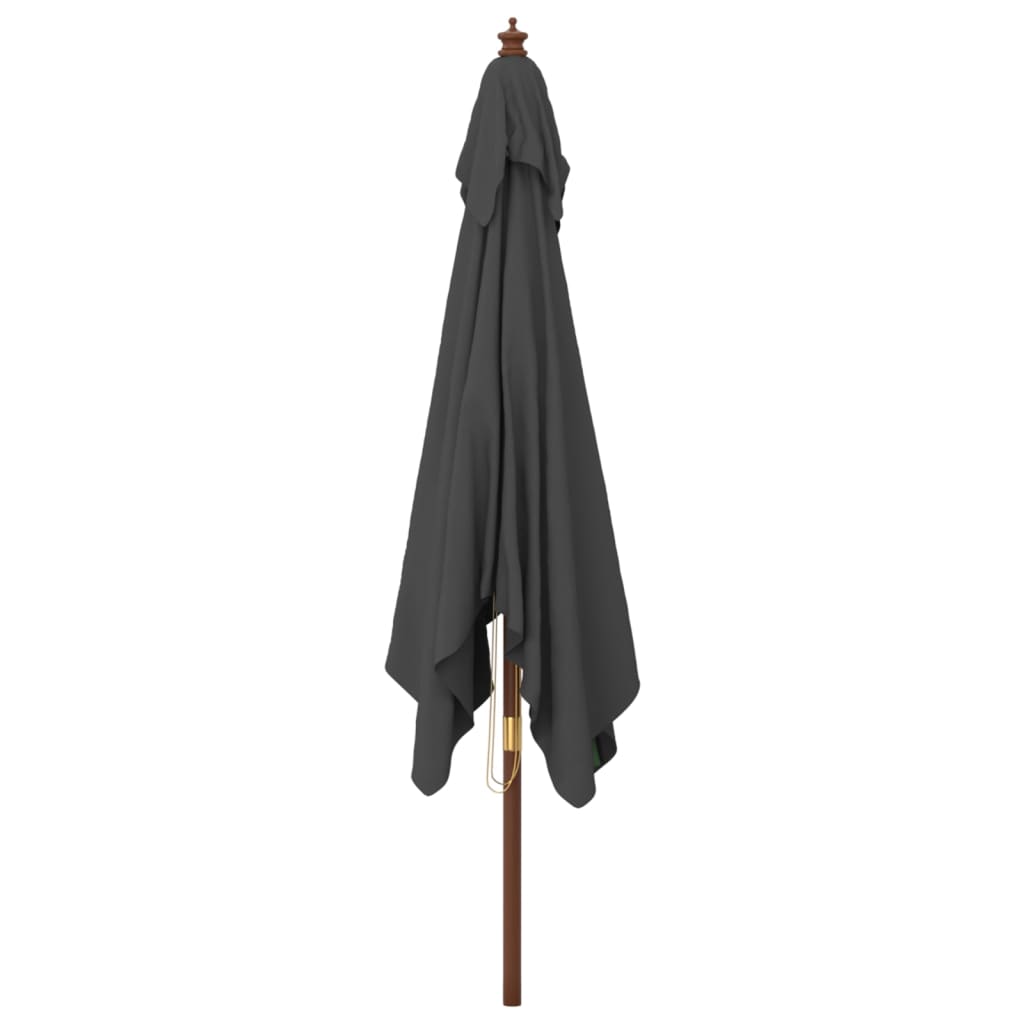 Parasol with wooden pole anthracite 300x300x273 cm