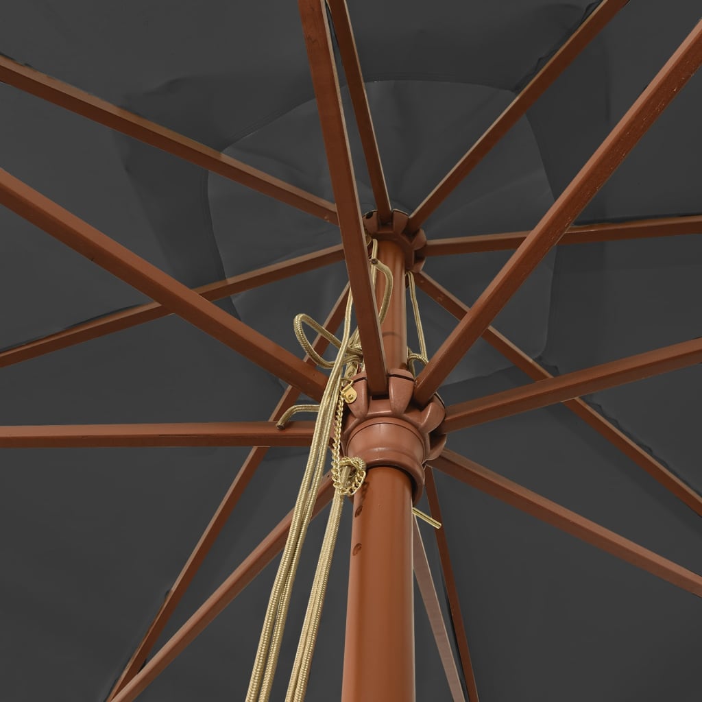 Parasol with wooden pole anthracite 300x300x273 cm