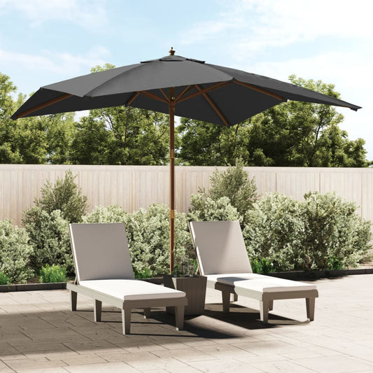 Parasol with wooden pole anthracite 300x300x273 cm
