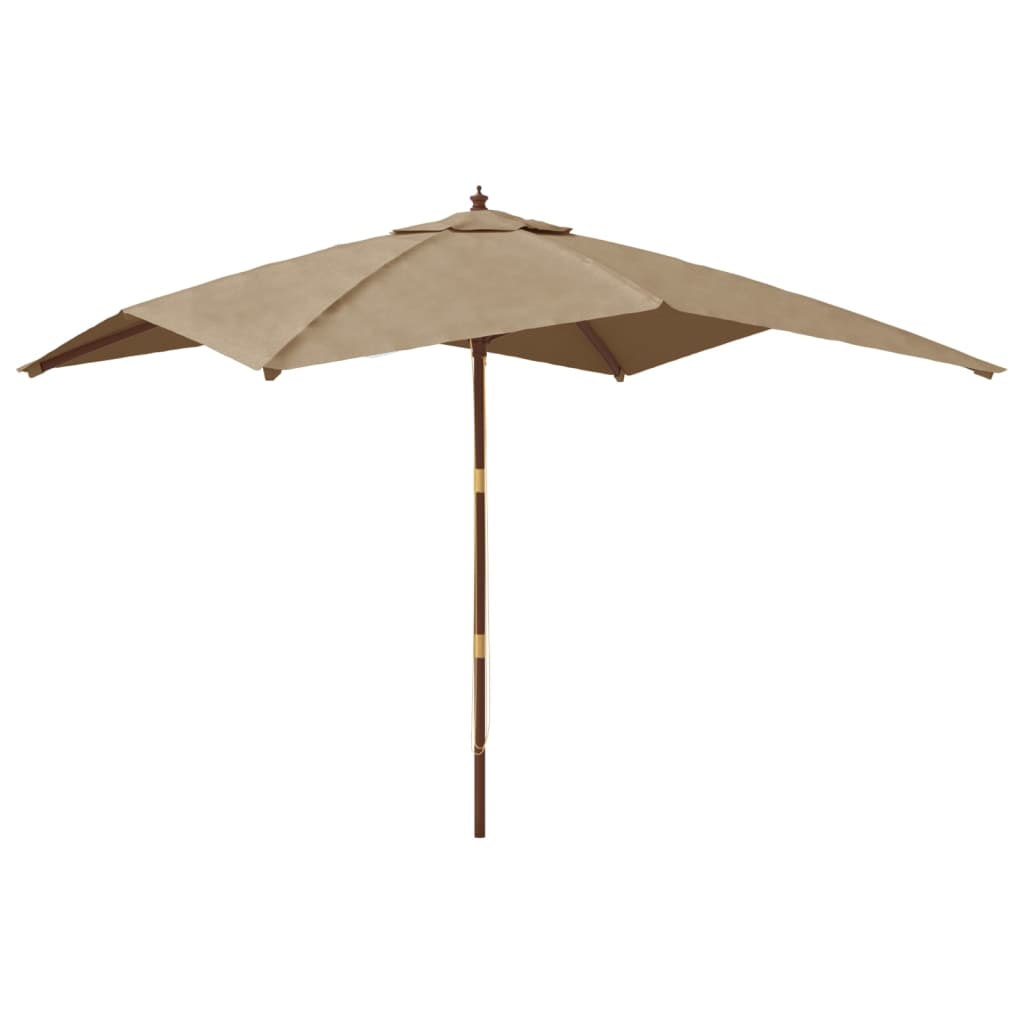 Parasol with wooden pole taupe 300x300x273 cm