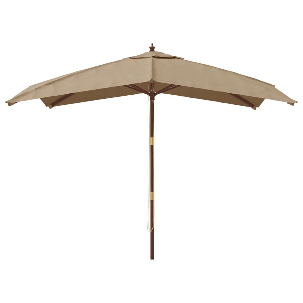 Parasol with wooden pole taupe 300x300x273 cm