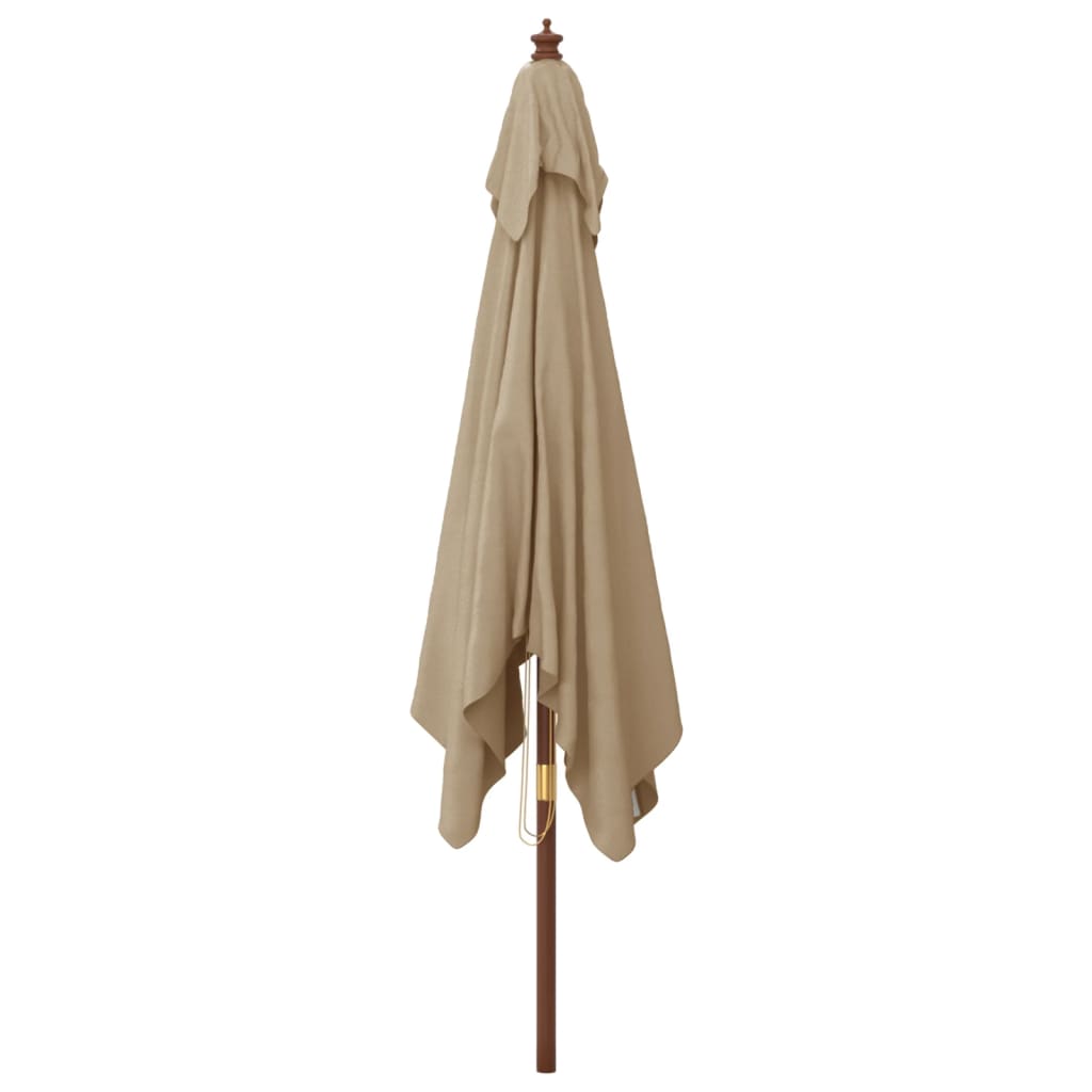 Parasol with wooden pole taupe 300x300x273 cm
