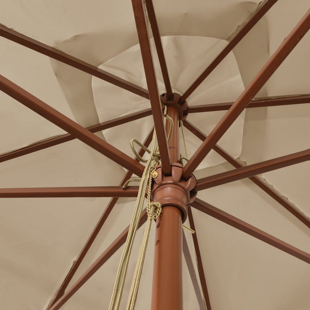 Parasol with wooden pole taupe 300x300x273 cm