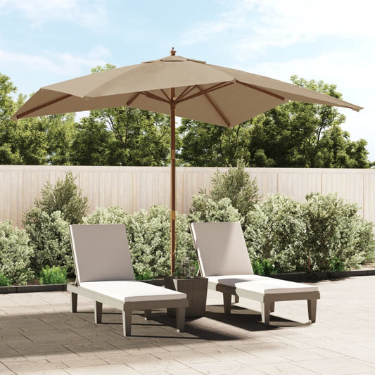 Parasol with wooden pole taupe 300x300x273 cm