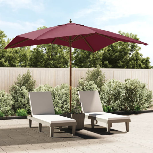 Parasol with wooden pole Bordeaux red 300x300x273 cm