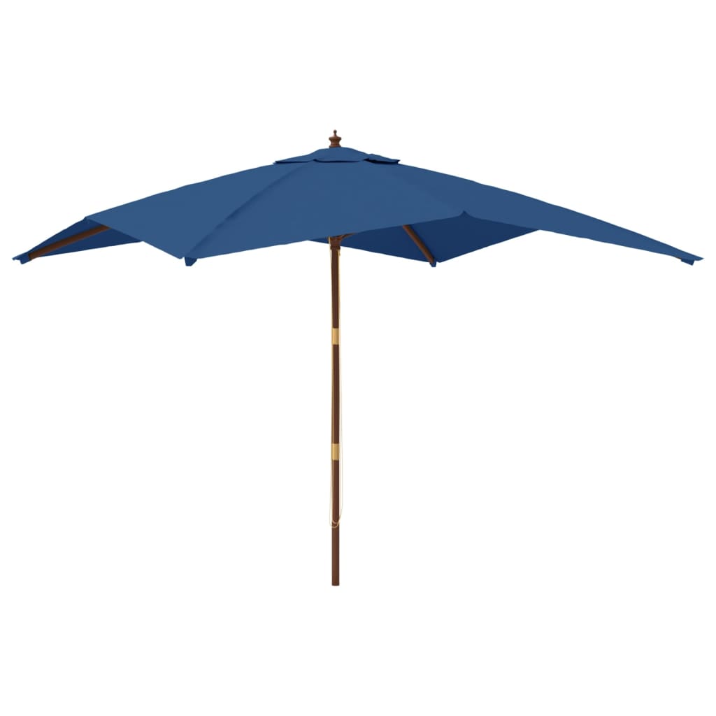Parasol with wooden pole azure blue 300x300x273 cm