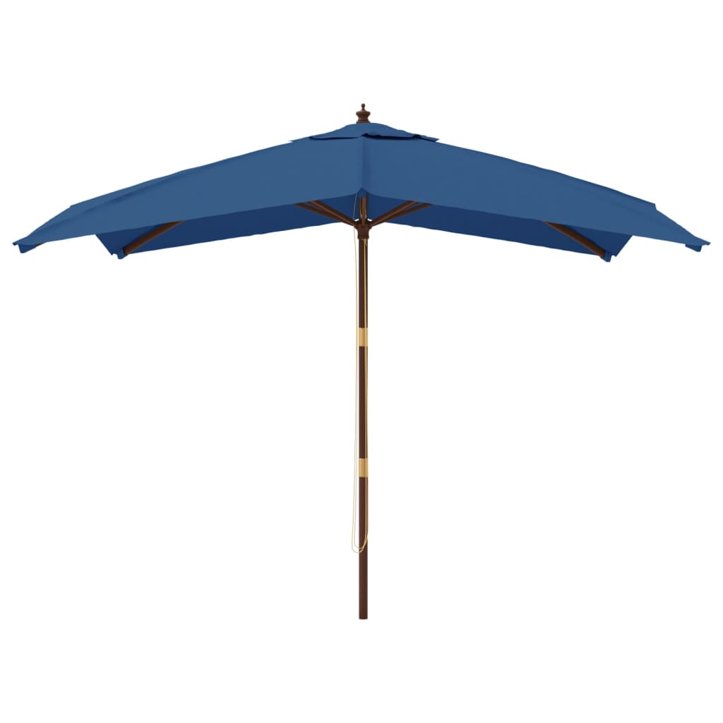 Parasol with wooden pole azure blue 300x300x273 cm