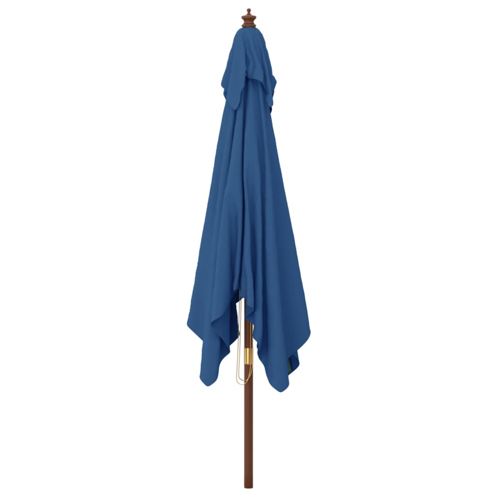 Parasol with wooden pole azure blue 300x300x273 cm