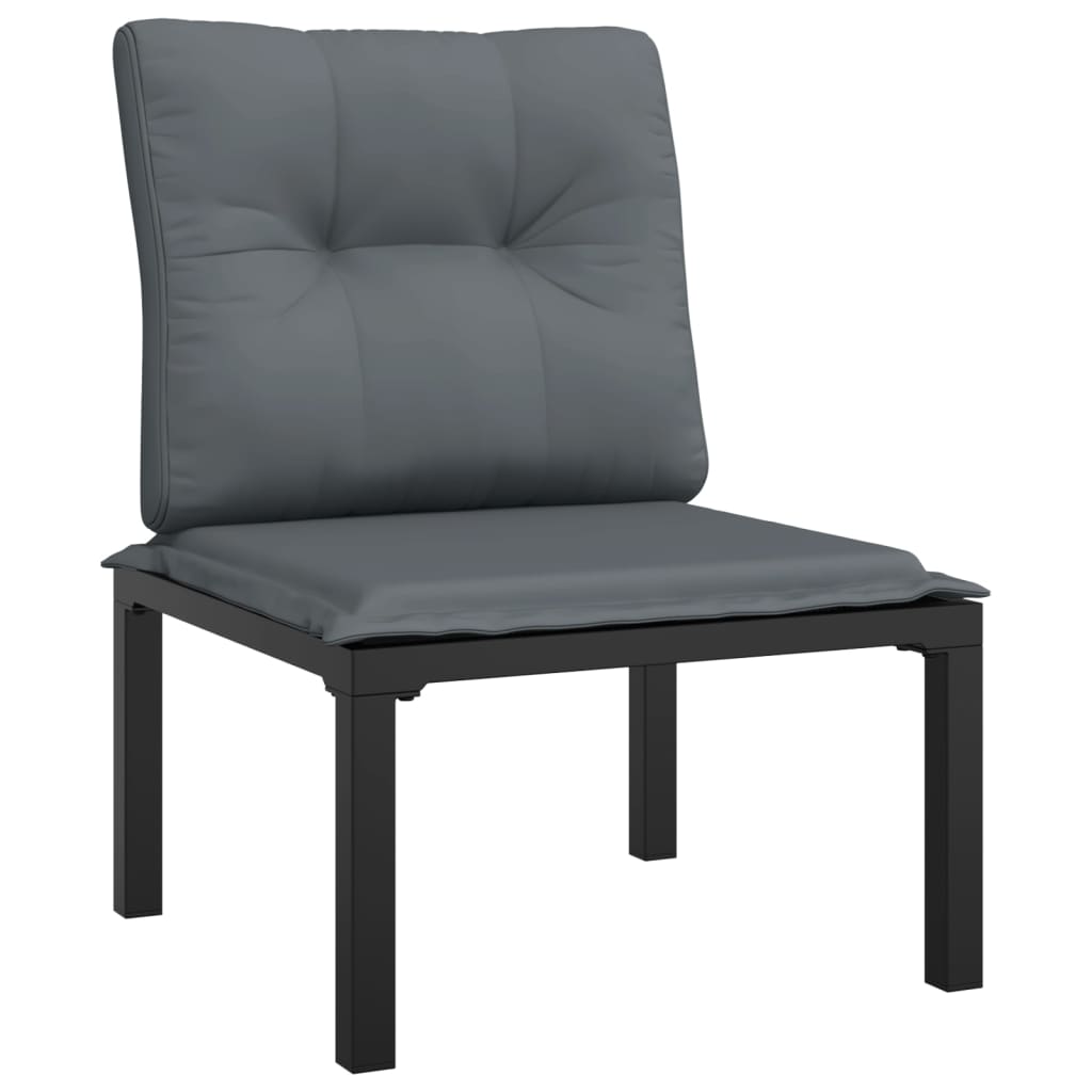Garden chair with cushion black and gray poly rattan