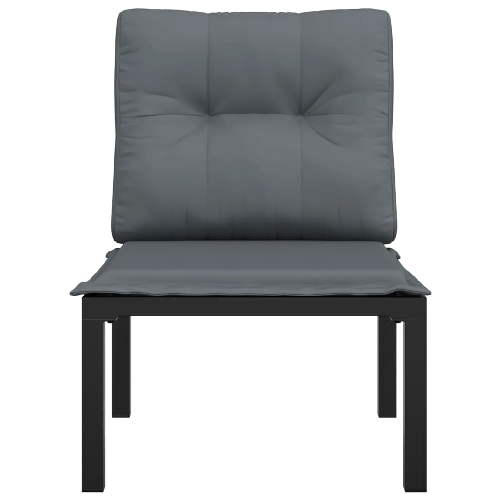 Garden chair with cushion black and gray poly rattan