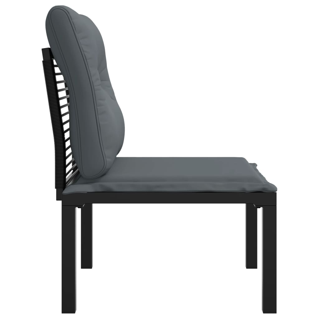 Garden chair with cushion black and gray poly rattan